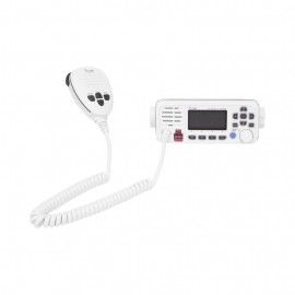 Radio móvil marino ICOM, color blanco, Tx: 156.025 - 157.425 MHz, Rx: 156.050 - 163.275 MHz, 25W de potencia, sumergible IPX7 i